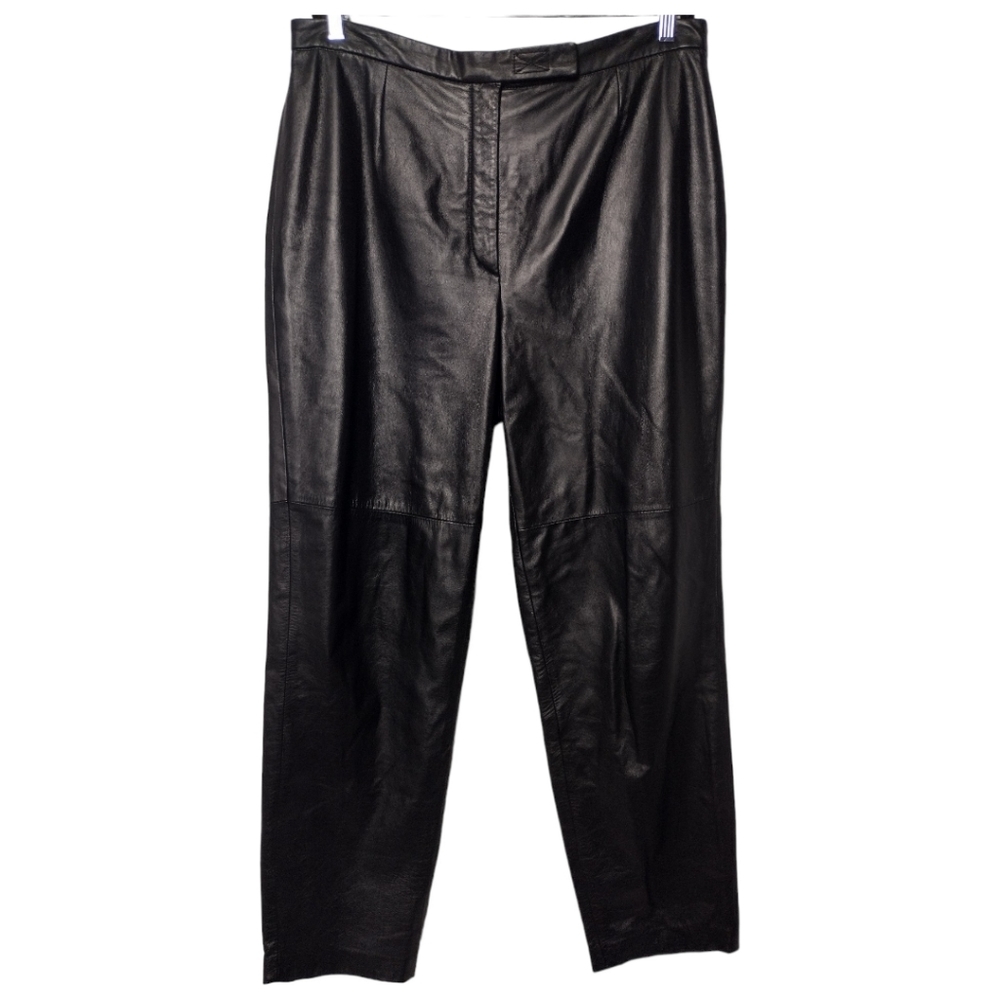 Vintage 90's Y2K High Rise High Waisted Straight Leg Lined Leather Pants